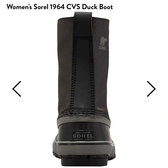 Women's Sorel 1964 CVS Duck Boot 6.5 color Black / Quarry rainboot snow boot 6.5 - Picture 3 of 5